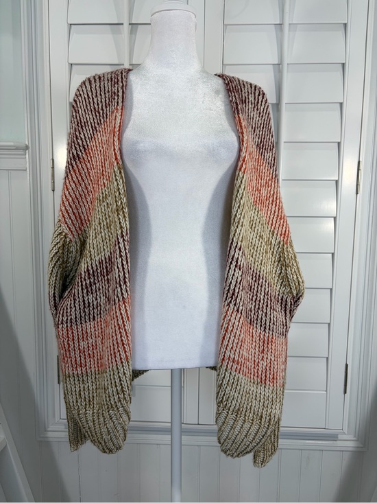Elan Sweaters - ELAN Open-Front Chunky Knit Bohemian Cardigan Sweater (M)